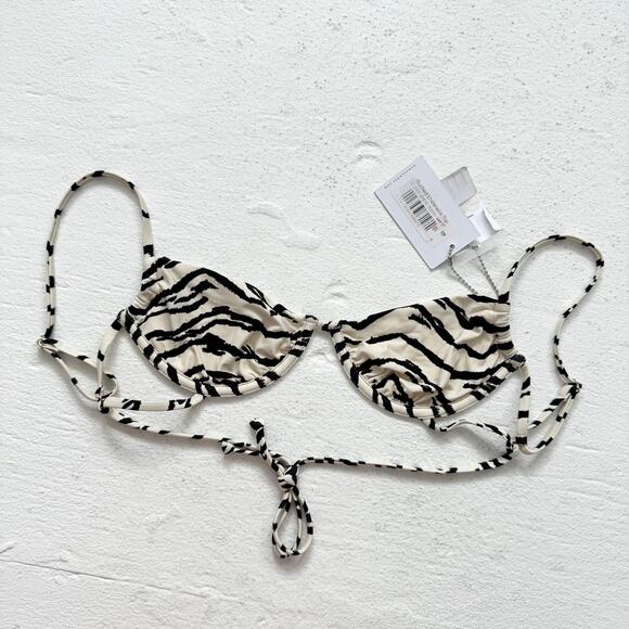 WeWoreWhat Ruched Underwire Bikini Top Tiger, Size Small - Picture 1 of 6